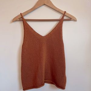 H&M Burnt Orange Knit V-Neck Sweater Tank Top Size XS